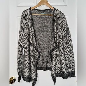 Maurices XL Gray and White Open Drape Cardigan